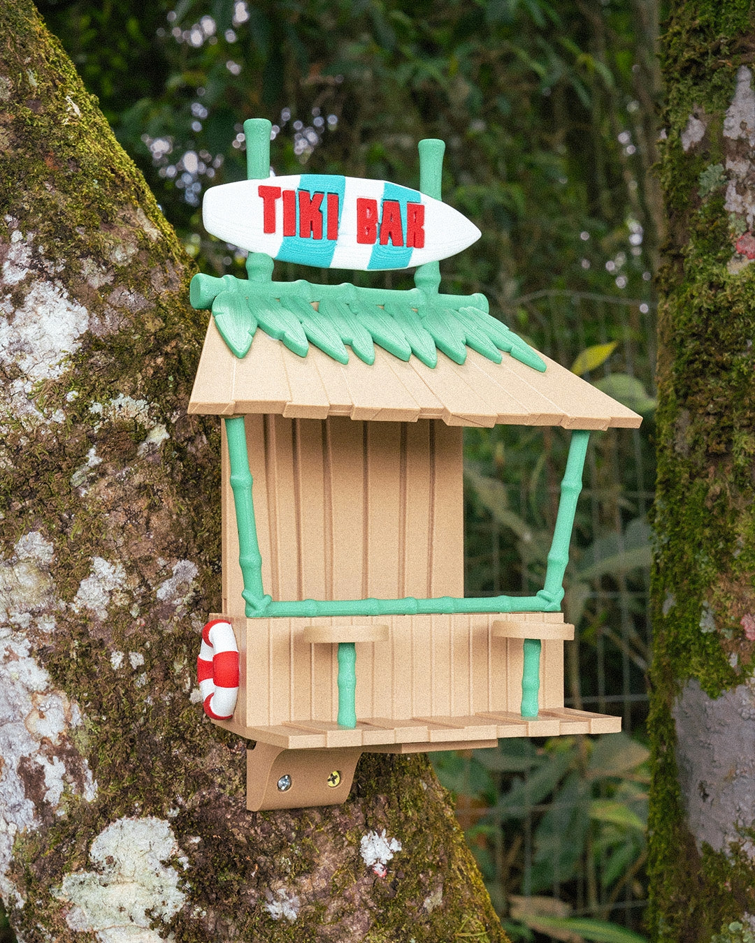 Tiki bar bird feeder